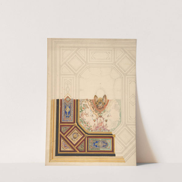 Design for a paneled ceiling to be painted in grotesque motifs by Jules-Edmond-Charles Lachaise