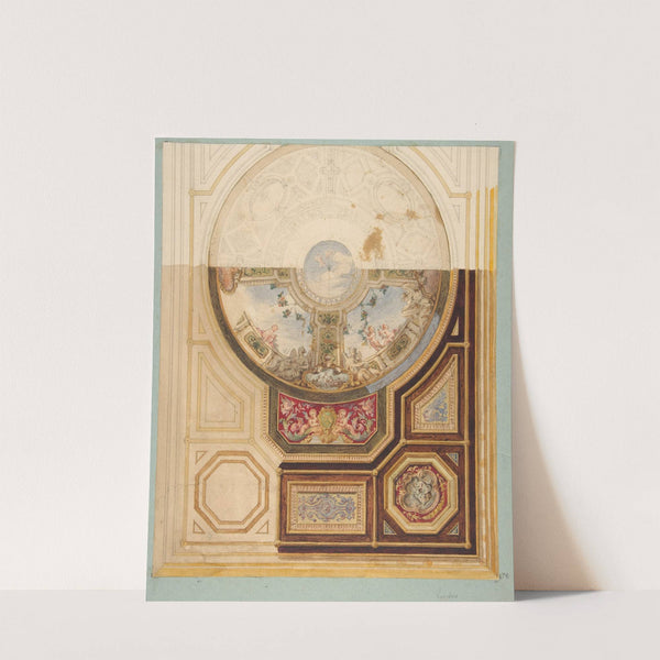 Design for a paneled ceiling with a trompe l'oeil dome in London by Jules-Edmond-Charles Lachaise