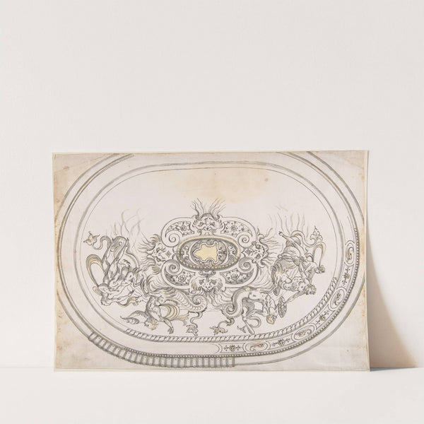 Design for a Platter with Battling Tritons and Sea Nymphs by Erasmus Hornick