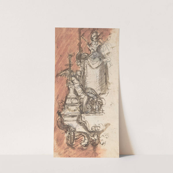 Design for a sepulchral monument with a portrait bust by Pieter Verbruggen the Younger