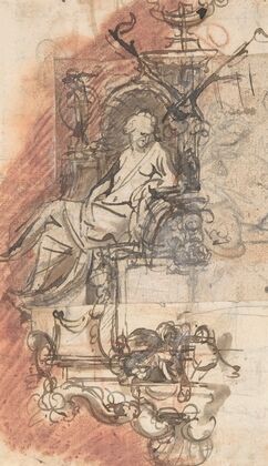 Design for a sepulchral monument with a seated female figure