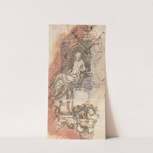 Design for a sepulchral monument with a seated female figure by Pieter Verbruggen the Younger