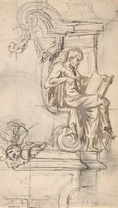 Design for a sepulchral monument with a seated prophet or philosopher