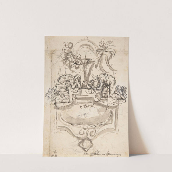 Design for a sepulchral monument with Mary Magdalen and Saint Jerome by Pieter Verbruggen the Younger