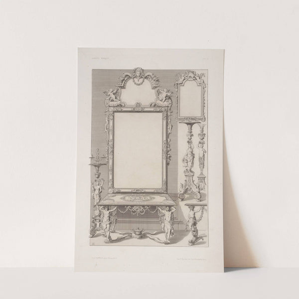 Design for a table and mirror with legs in shape of men and women. by André-Charles Boulle