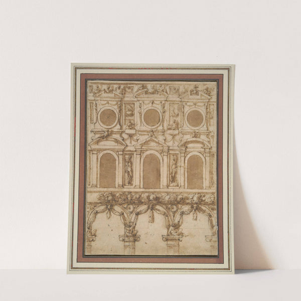 Design for a temporary decoration of the East wall of the Palazzo Vecchio Courtyard by Giorgio Vasari