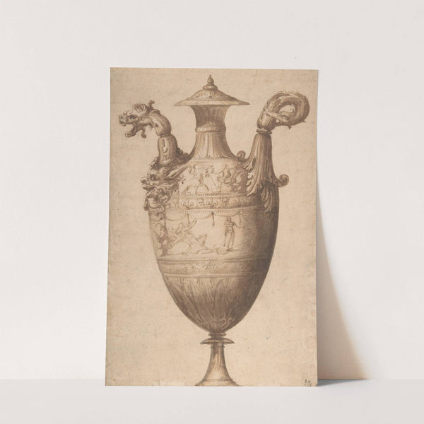 Design for a Vase with Hercules and Farnese Lilies (ca. 1540) by Francesco de''' Rossi