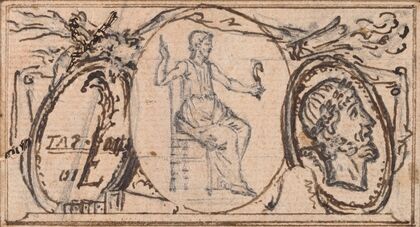 Design for a Vignette; Seated Classical Figure