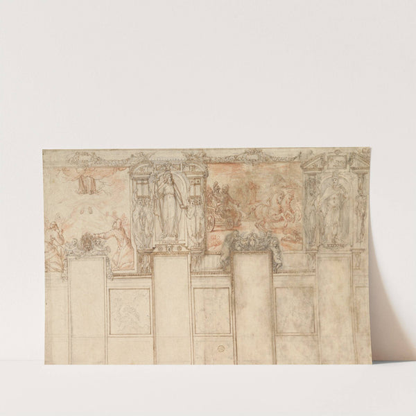 Design for a Wall Decoration; Representations of the Ascension and of the Conversion of the Ethiopian Eunuch by Giovanni de' Vecchi