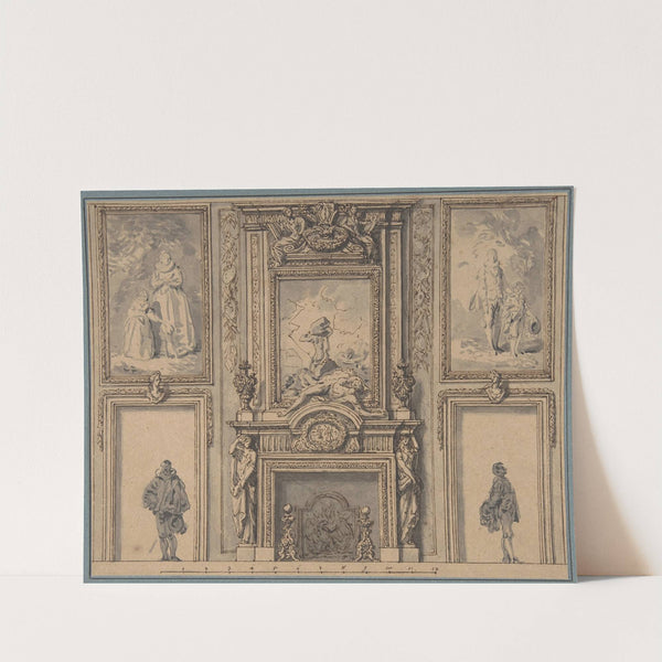 Design for a Wall Decoration with Chimneypiece and Two Figures by Antoine Le Pautre