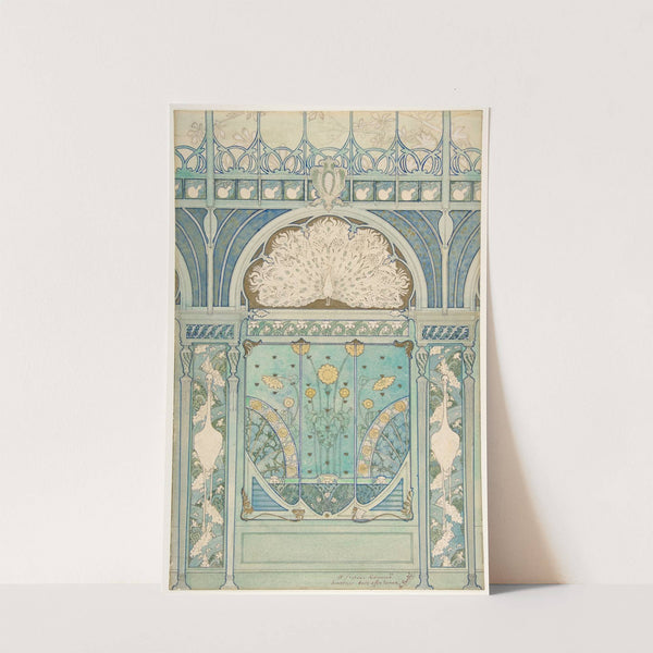 Design for a Wall Decoration with Peacock, Cranes, and Sunflowers for the Restaurant in Hotel Langham (Paris) by Emile Hurtré