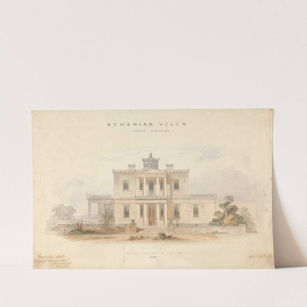 Design for an Athenian Villa, Front Elevation by Edward Jones