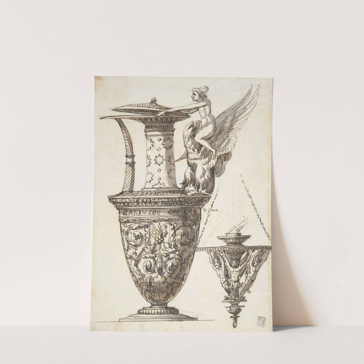 Design for an Elaborate Pitcher and Chandelier by Antonio Basoli