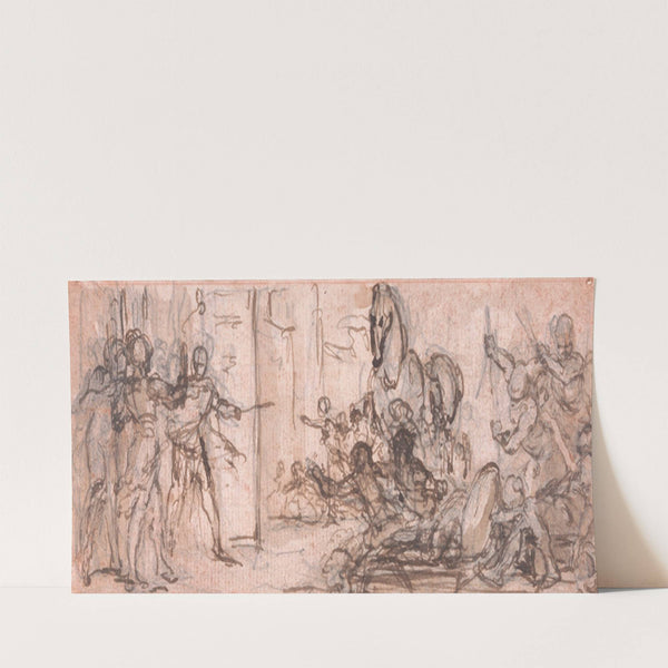 Design for an Engraving; Battle of Troy with the Trojan Horse by Hubert-François Gravelot
