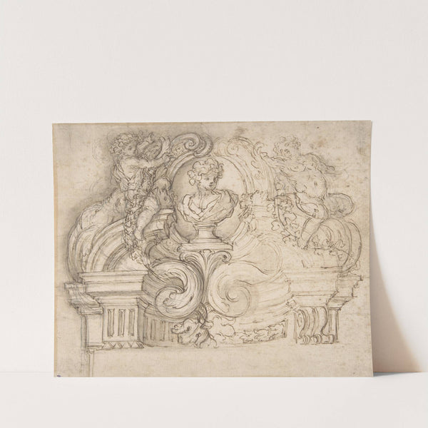 Design for an Overdoor or the Top of a Niche with a Bust and Garland-bearing Putti by Giovanni Battista Foggini