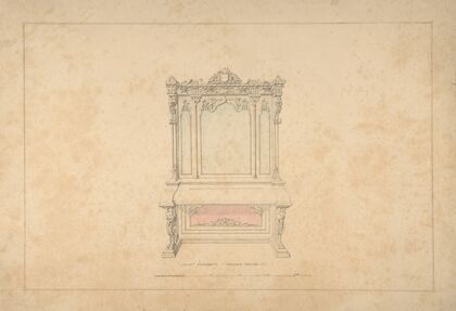 Design for Cabinet Pianoforte, François Premier Style — size preview