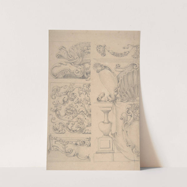 Design for Cartouches Decorated with Sea-Shells, Garlands, Foliage, Volutes and Urns by After Agostino Mitelli