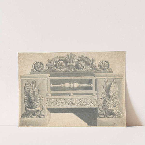 Design for Cast-iron Grate in Rococo Style with Putti Fire Dogs by Benjamin Dean Wyatt