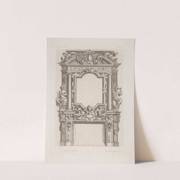 Design for chimney piece with allegorical female figures on either side of mantelpiece by André-Charles Boulle