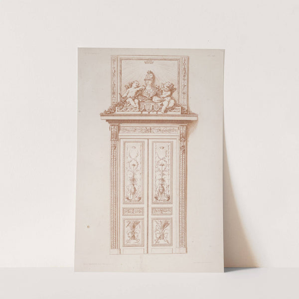 Design for doorway with decoration of bust of Athena and two cherubs by André-Charles Boulle