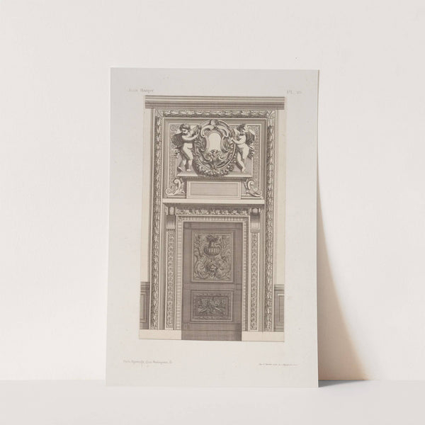 Design for doorway with two cherubs in projection above doorframe holding roundel with space for heraldric device by André-Charles Boulle