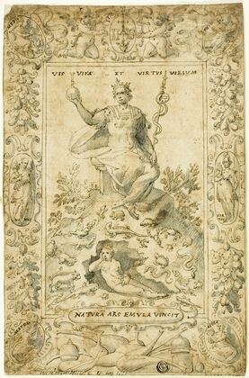 Design for Emblematic Frontispiece; ‘Natura Ars Emula Vincit’ — size preview