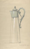 Design for Glass and Silver Water Pitcher, with a Cover