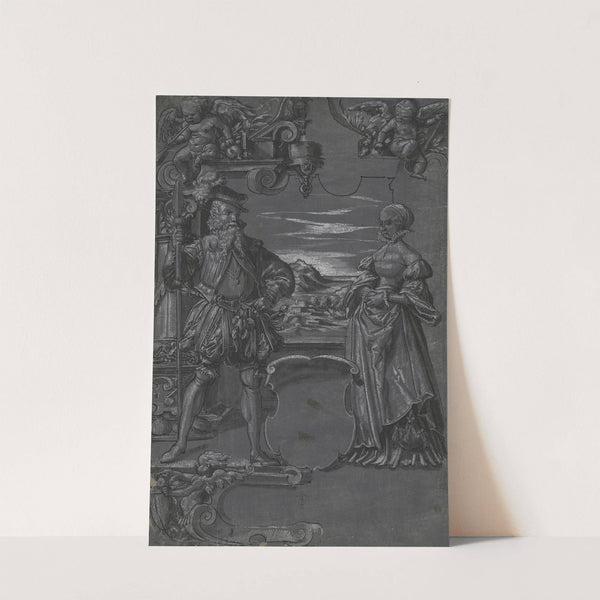 Design for Glass Painting: Man and Woman in Architectural Setting by Tobias Stimmer