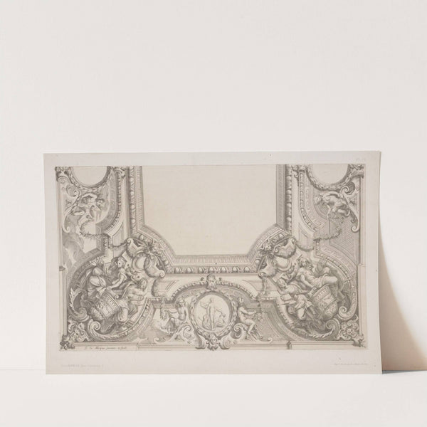 Design for half a ceiling decoration featuring allegorical female figures at each corner. by André-Charles Boulle