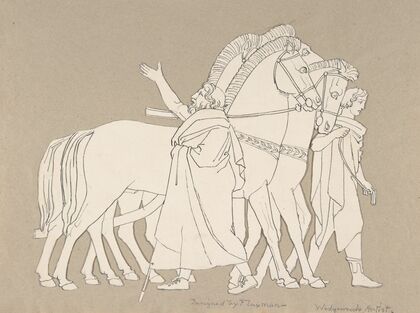 Design for large fireplace white tiles produced in Wedgwood’s factory