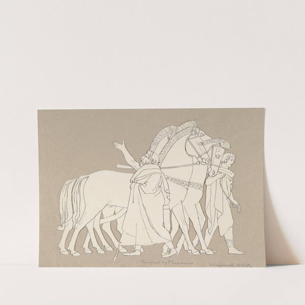 Design for large fireplace white tiles produced in Wedgwood's factory by After John Flaxman