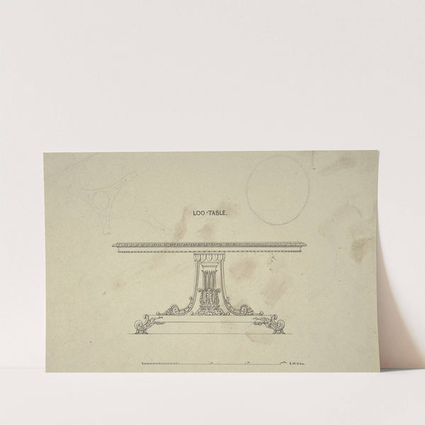 Design for Loo-Table, with plans of top and pedestal by Robert William Hume