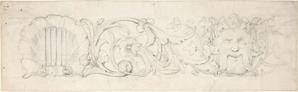 Design for Ornamental Frieze with Shell, Foliage and Satyr’s Head (1805–40) — size preview