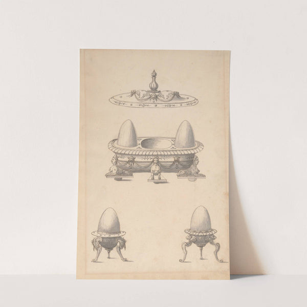 Design for Parade Egg Cups and Combined Egg Cup and Salt Cellar with Lid by Erasmus Hornick