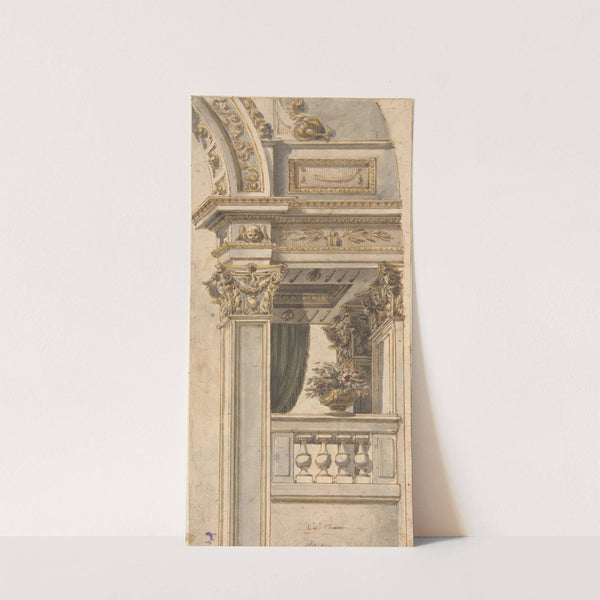Design for Part of a Wall Elevation with a Balcony flanking an Arch by Faustino Trebbi