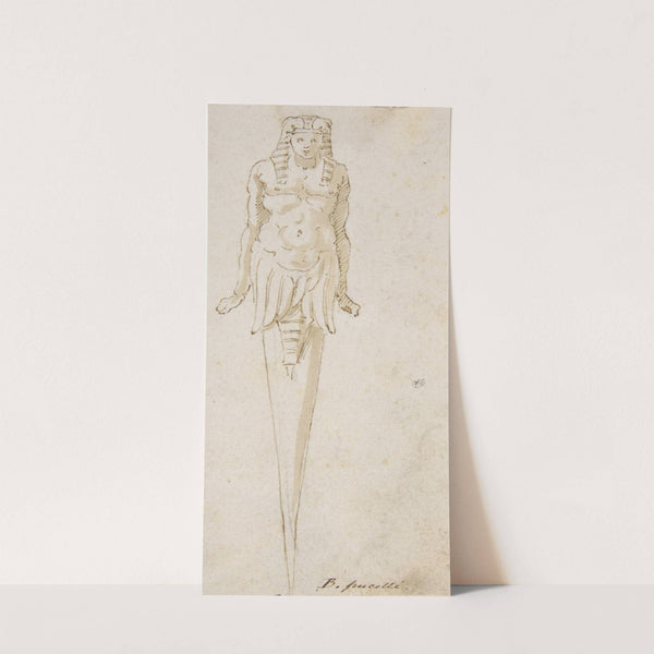 Design for Pointed Utensil with an Egyptian Style Figure on the Handle by Bernardino Poccetti