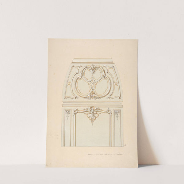 Design for Rococco-style wall and cove ornament in the salon of the Hotel de Luynes, owned by the Duc de Sabran (19th Century) by Jules-Edmond-Charles Lachaise