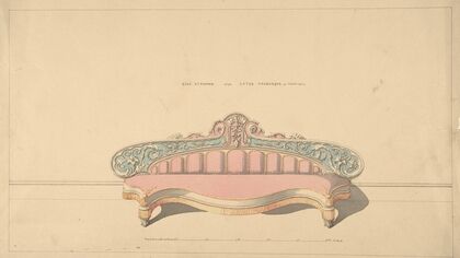 Design for Side Ottoman, Later Arabesque or Morisco Style (1835–1900)