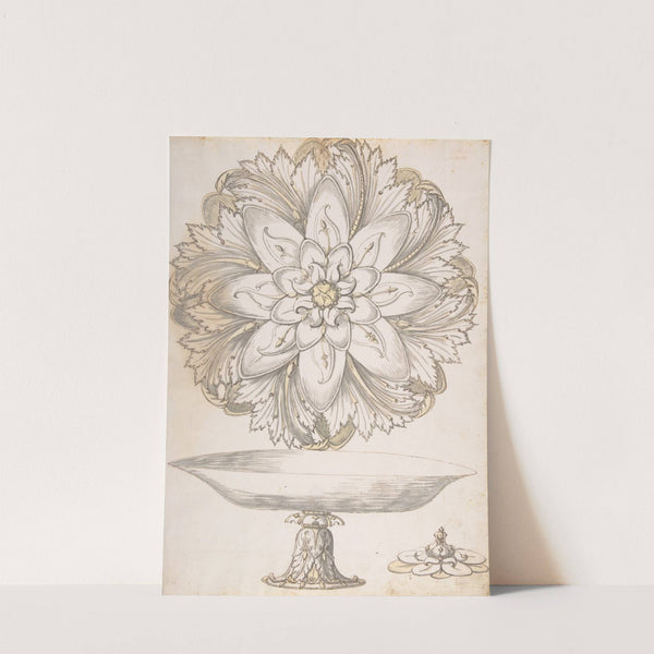 Design for Single Footed Dish with Cover Shaped like Flower and Foliage by Erasmus Hornick