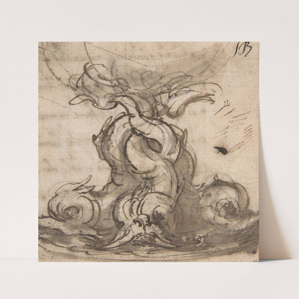 Design for the Base of a Vessel with Three Dolphins (1652–1725) by Giovanni Battista Foggini
