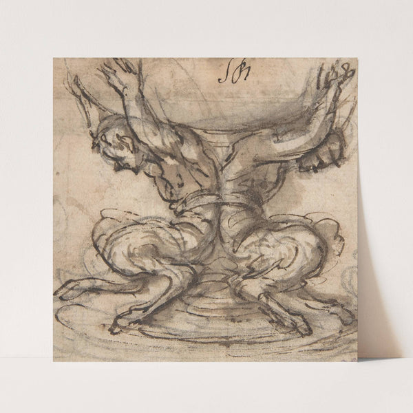 Design for the Base of a Vessel with Two Satyrs. (1652–1725) by Giovanni Battista Foggini