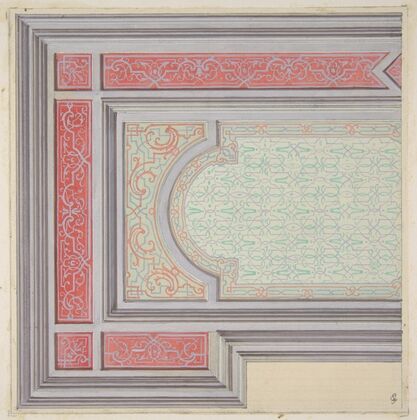 Design for the decoration of a ceiling in strapwork and rinceaux (1830–97)