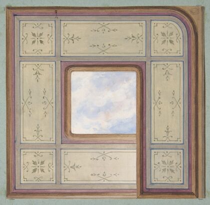 Design for the decoration of a ceiling with a central panel of painted clouds (1830–97)