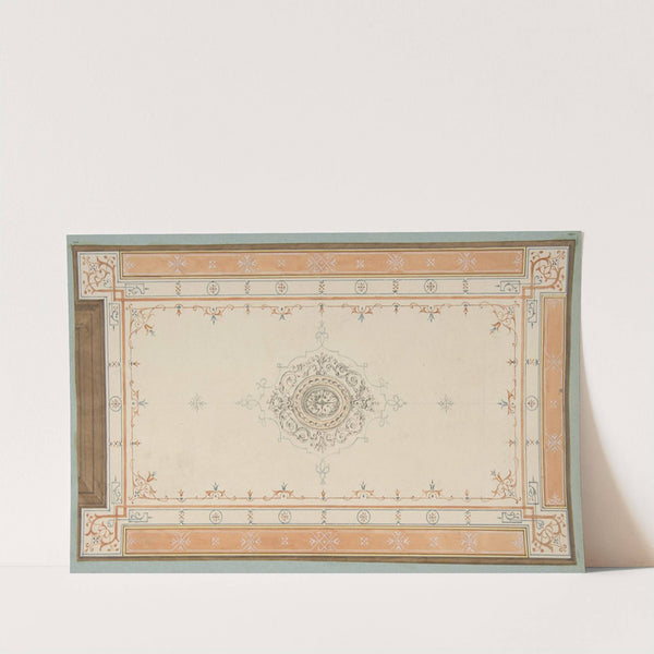 Design for the decoration of a ceiling with filagree borders and a central medallion (1830–97) by Jules-Edmond-Charles Lachaise