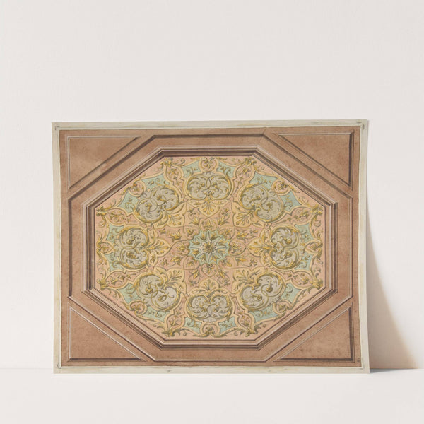 Design for the decoration of a hexagonal ceiling with rinceaux by Jules-Edmond-Charles Lachaise