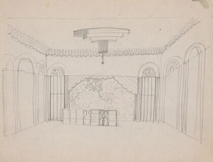 Design for the Lentheric Salon, Fifth Ave. & 58th St., Savoy-Plaza Hotel, New York, NY. Perspective sketch