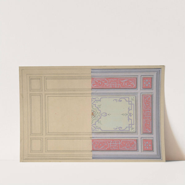 Design for the painted decoration of a ceiling in strapwork and rinceaux by Jules-Edmond-Charles Lachaise