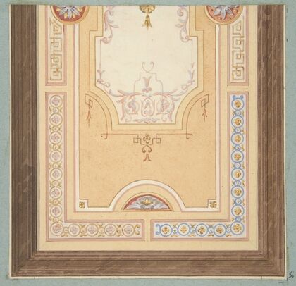 Design for the painted decoration of a ceiling in with strapwork and rinceaux (1830–97)