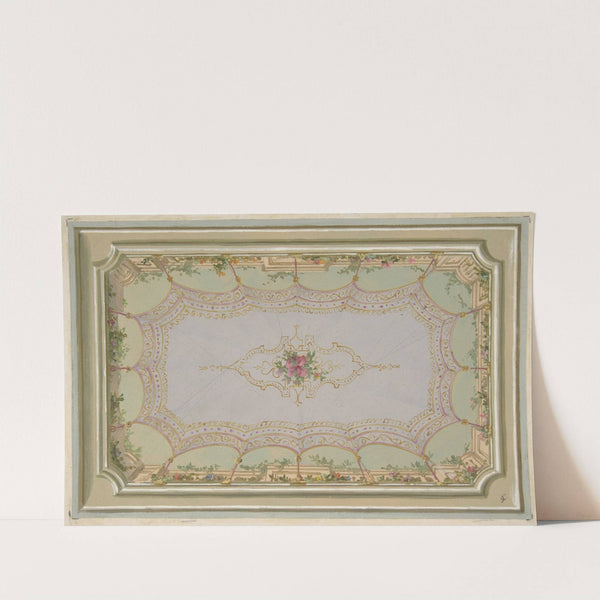 Design for the painted decoration of a ceiling with a trompe l'oeil canopy and roses by Jules-Edmond-Charles Lachaise
