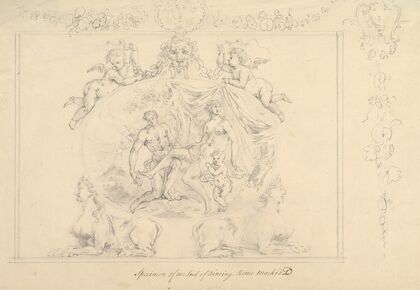 Design for the painting, Mars, Venus and Cupid for the Dining Room at Kirtlington Park, Oxfordshire — size preview
